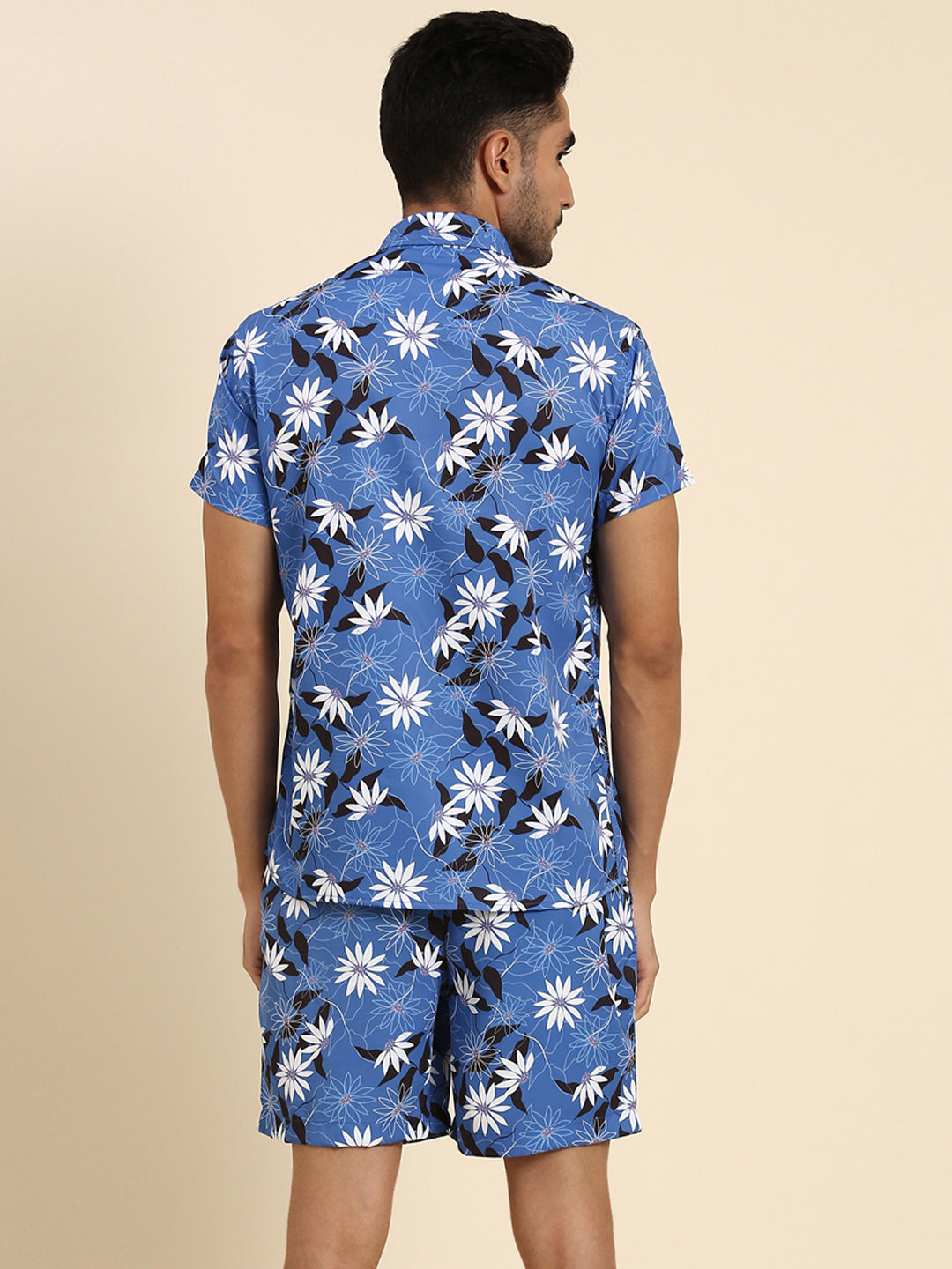 Joven Men's Dark Blue Printed Co-Ords Set