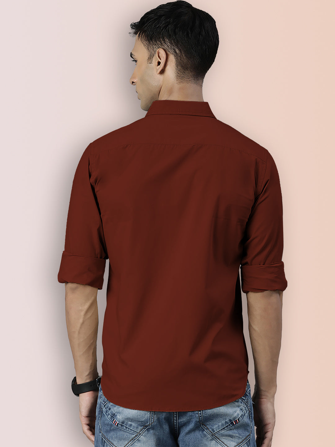 Broon Mens Slim Fit Premium Cotton Solid Shirt