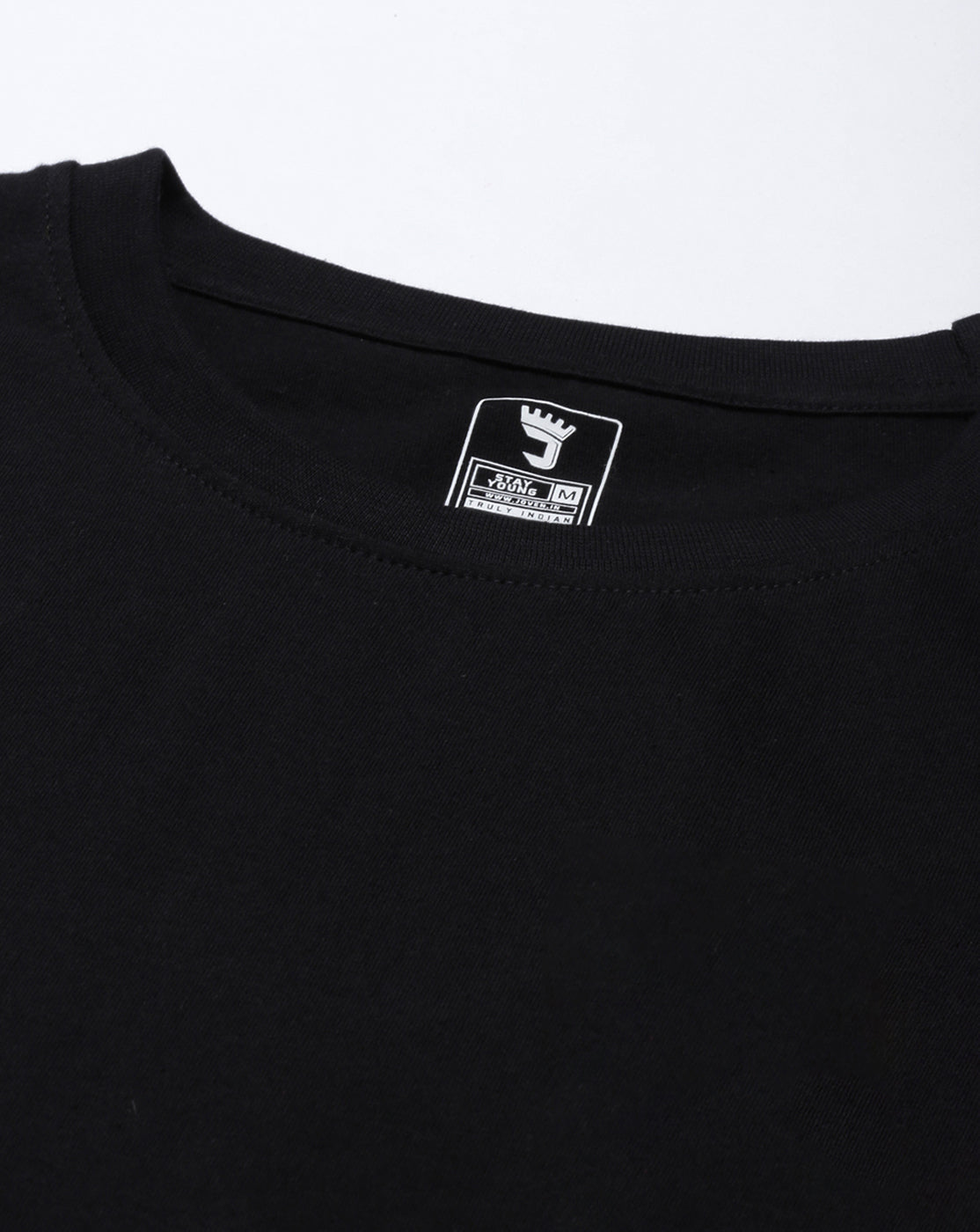 JOVEN Men Black Printed Pure Cotton Oversize Tshirt