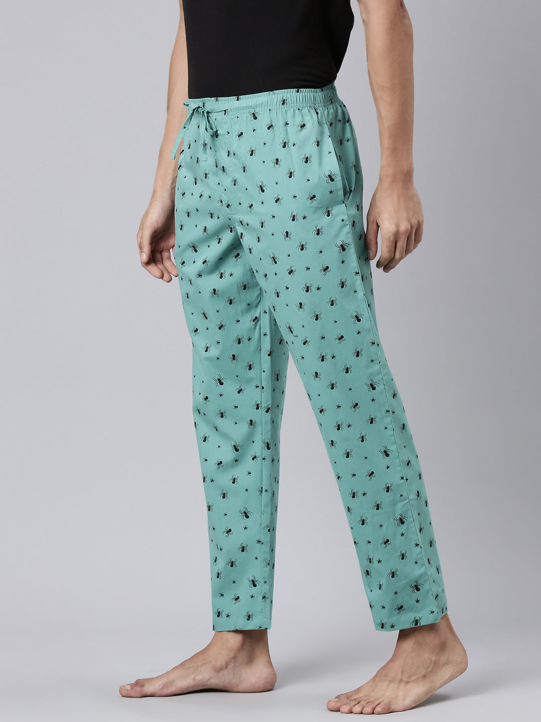 JOVEN Men Mint Green Printed Pyjama