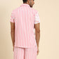 Joven Men's Pink And White Printed Co-Ords Set
