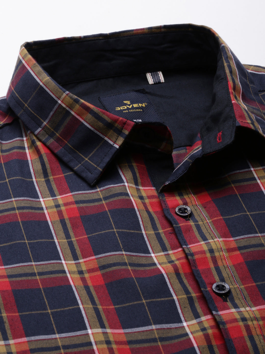 JOVEN Men Checked Pure Cotton Full Sleeve Casual Shirt