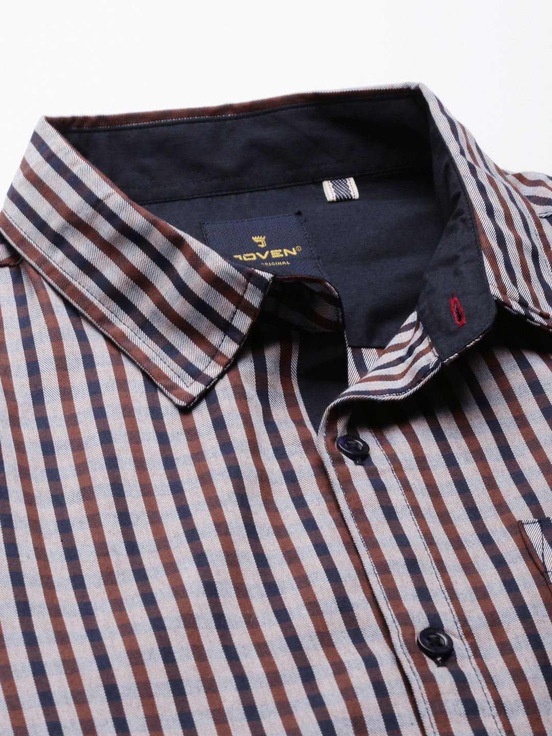 JOVEN Men Checked Pure Cotton Full Sleeve Casual Shirt