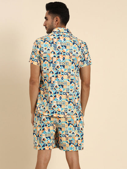 Joven Men's Multicolor Printed Co-Ords Set