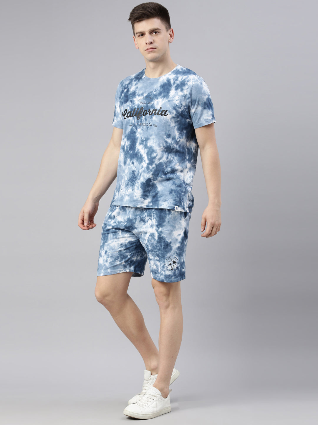 JOVEN MENS TIE-DYE CO-ORDINATED SET(T-SHIRT AND SHORTS)