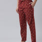 JOVEN Men Wine Printed Pyjama