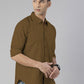 Men's Khaki Solid Full Sleeve Slim Fit Casual Shirt