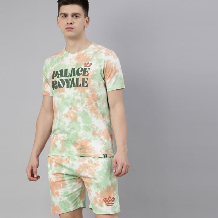 JOVEN MENS TIE-DYE CO-ORDINATED SET(T-SHIRT AND SHORTS)