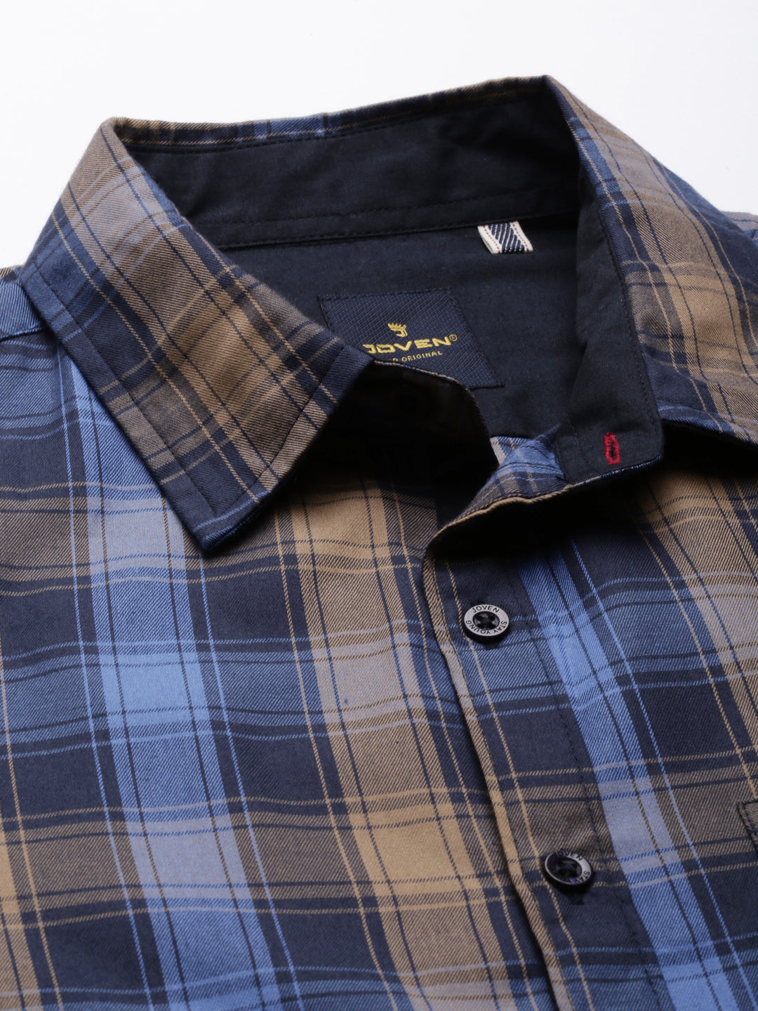JOVEN Men Checked Pure Cotton Full Sleeve Casual Shirt