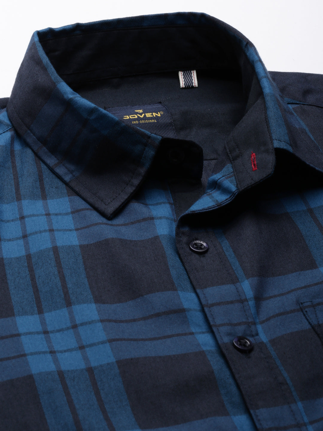 JOVEN Men Checked Pure Cotton Full Sleeve Casual Shirt