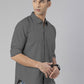 Men's Dark Grey Solid Full Sleeve Slim Fit Casual Shirt