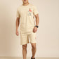 JOVEN Men Beige Printed Co-Ords Set