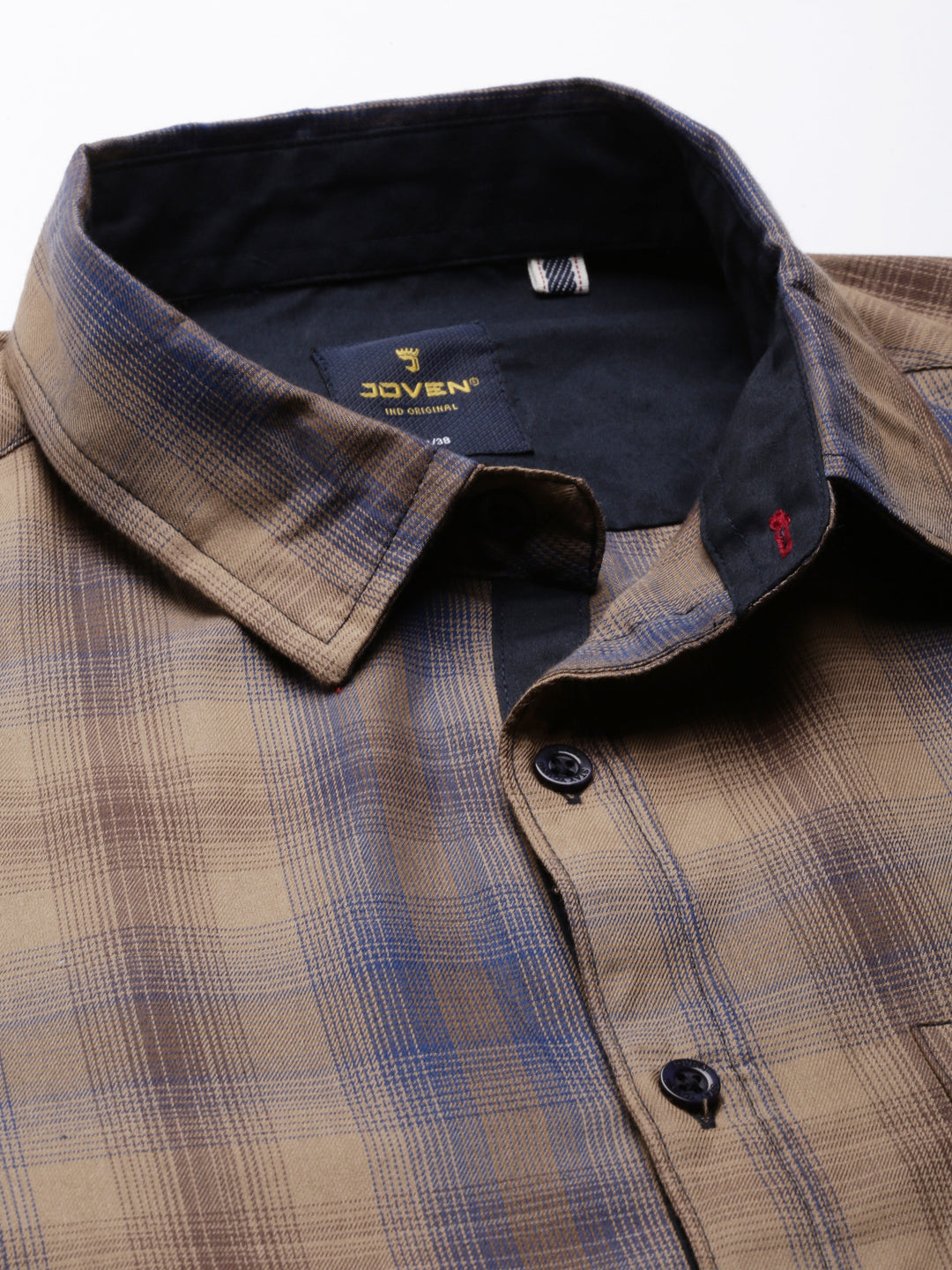 JOVEN Men Checked Pure Cotton Full Sleeve Casual Shirt
