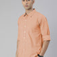 Men's Peach Solid Full Sleeve Slim Fit Casual Shirt
