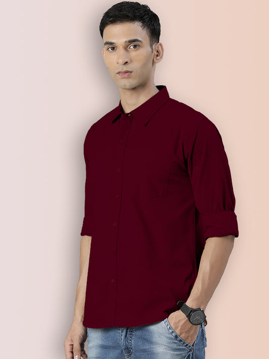 Broon Mens Slim Fit Premium Cotton Solid Shirt