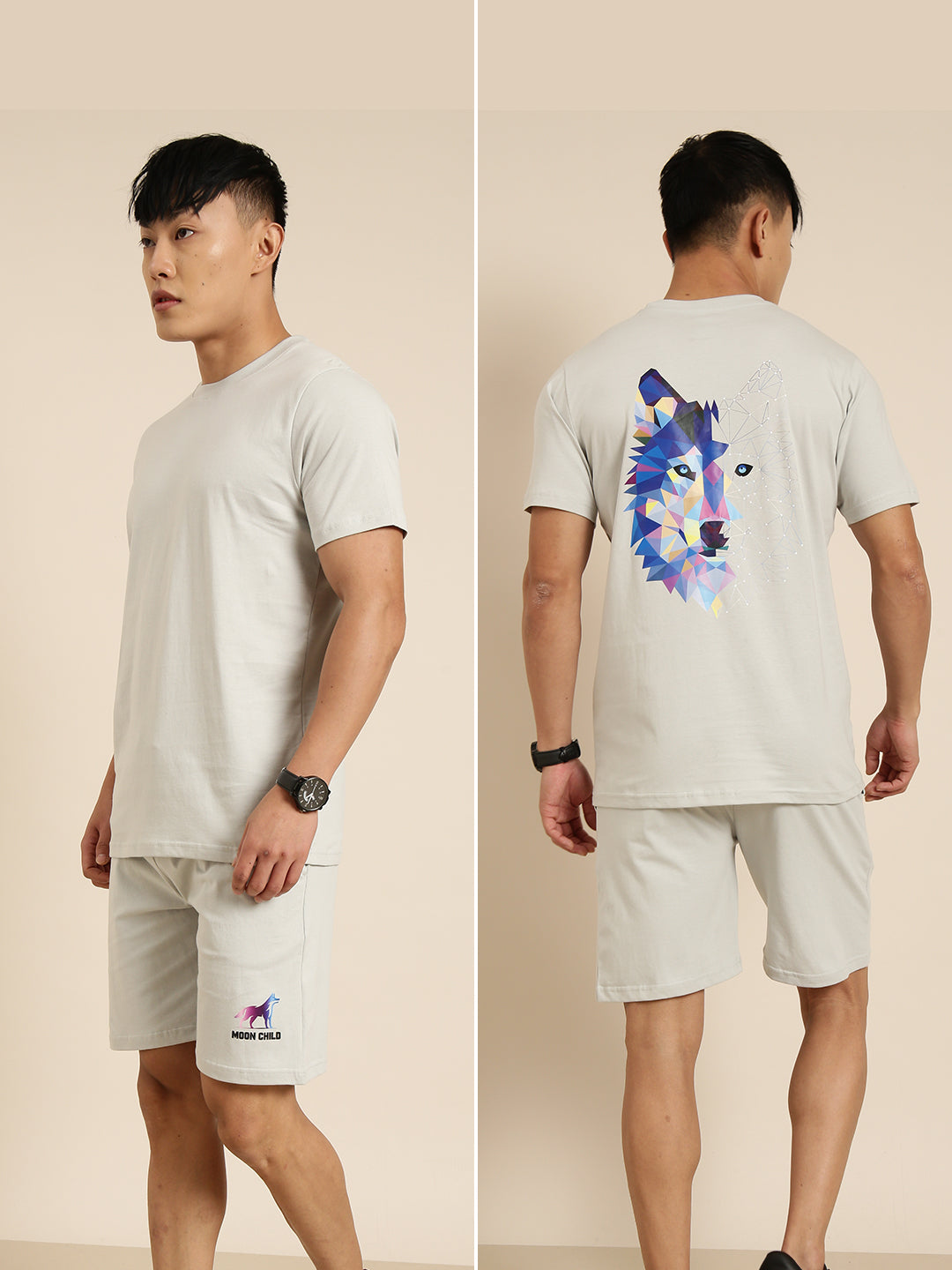 JOVEN Men Grey Printed Co-Ords Set