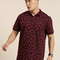 Mercerised Cotton Polo Collar Printed Tshirt in Wine