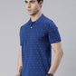 Men's Royal Blue Printed Polo Collar T-Shirt