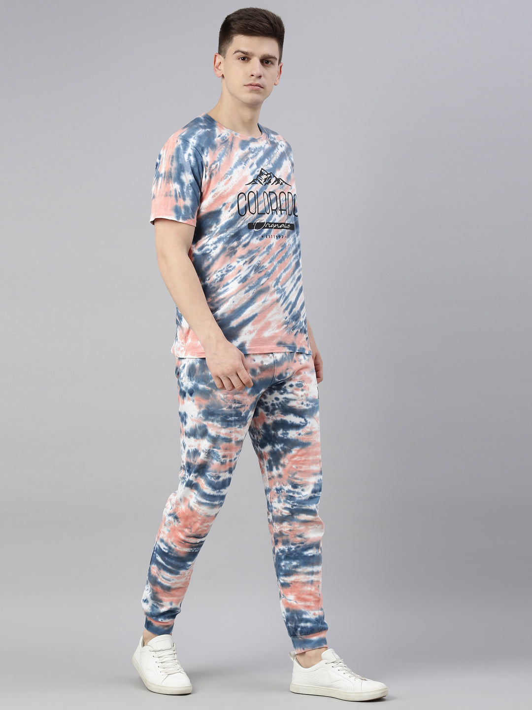 JOVEN MENS TIE-DYE CO-ORDINATED SET(T-SHIRT AND PANT)