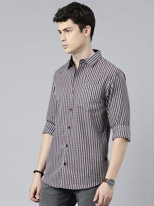 JOVEN Men Checked Pure Cotton Full Sleeve Casual Shirt