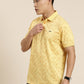 Mercerised Cotton Polo Collar Printed Tshirt in Yellow