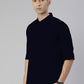 Men's Navy Blue Solid Full Sleeve Slim Fit Casual Shirt