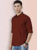 Broon Mens Slim Fit Premium Cotton Solid Shirt