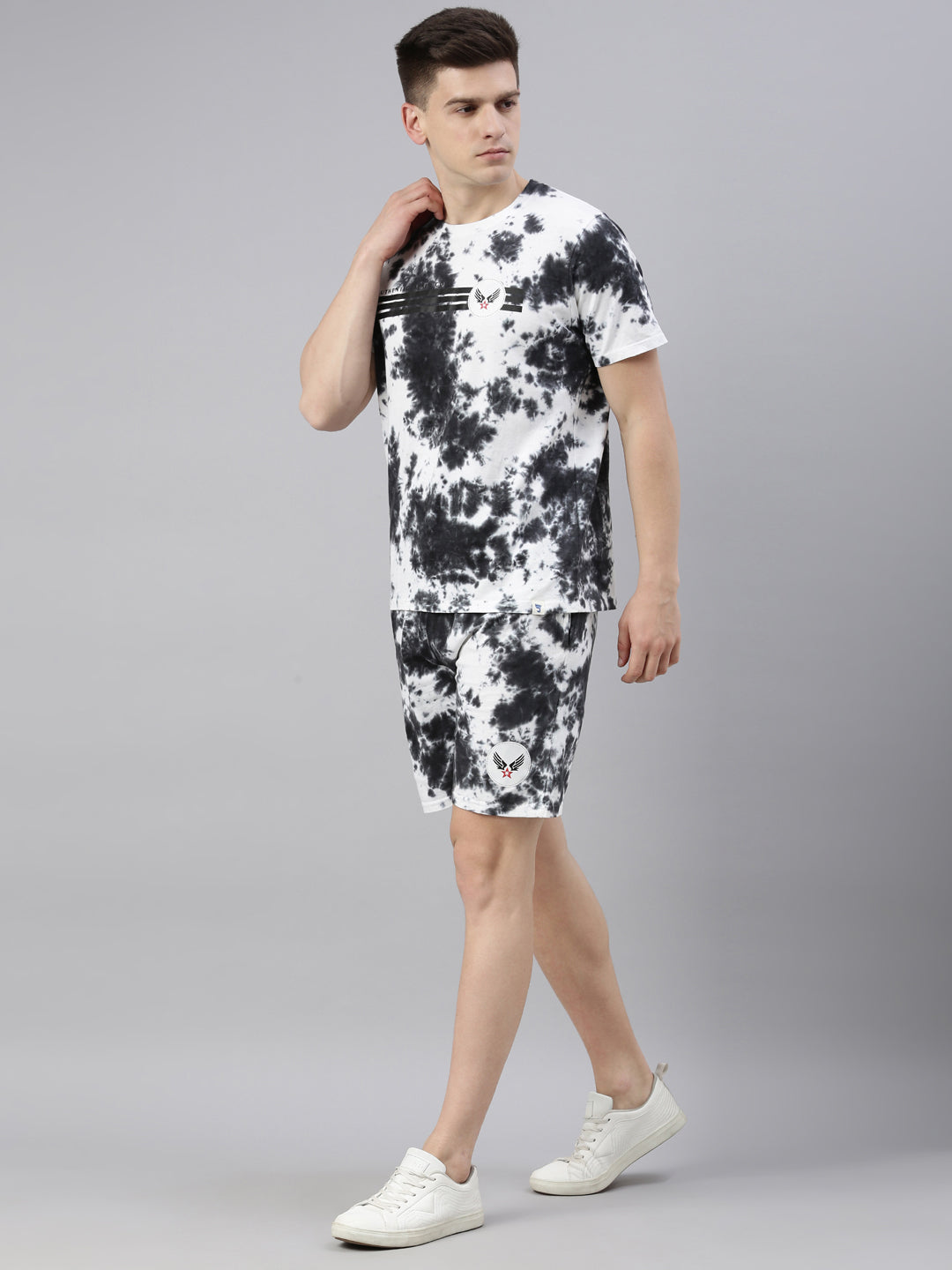 JOVEN MENS TIE-DYE CO-ORDINATED SET(T-SHIRT AND SHORTS)