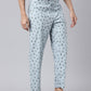JOVEN Men Light Blue Printed Pyjama