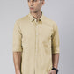 Men's Beige Solid Full Sleeve Slim Fit Casual Shirt