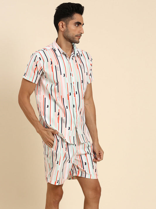 Joven Men's Multicolor Printed Co-Ords Set