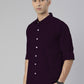 Men's Wine Solid Full Sleeve Slim Fit Casual Shirt