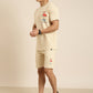 JOVEN Men Beige Printed Co-Ords Set