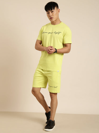 JOVEN Men Light Green Printed Co-Ords Set