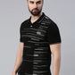 Men's Black Printed Polo Collar T-Shirt