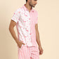 Joven Men's Pink And White Printed Co-Ords Set