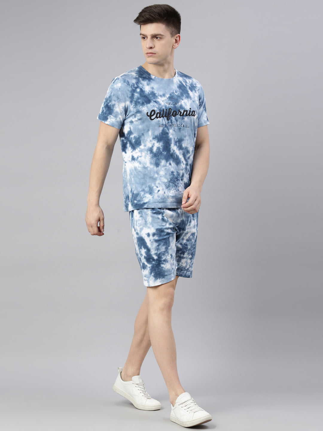 JOVEN MENS TIE-DYE CO-ORDINATED SET(T-SHIRT AND SHORTS)