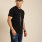 JOVEN Men Black Printed Pure Cotton Oversize Tshirt