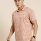 Mercerised Cotton Polo Collar Printed Tshirt in Peach