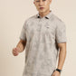 Mercerised Cotton Polo Collar Printed Tshirt in Steel Grey