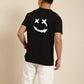 JOVEN Men Black Printed Pure Cotton Oversize Tshirt