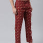 JOVEN Men Wine Printed Pyjama