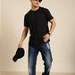 JOVEN Men Black Printed Pure Cotton Oversize Tshirt