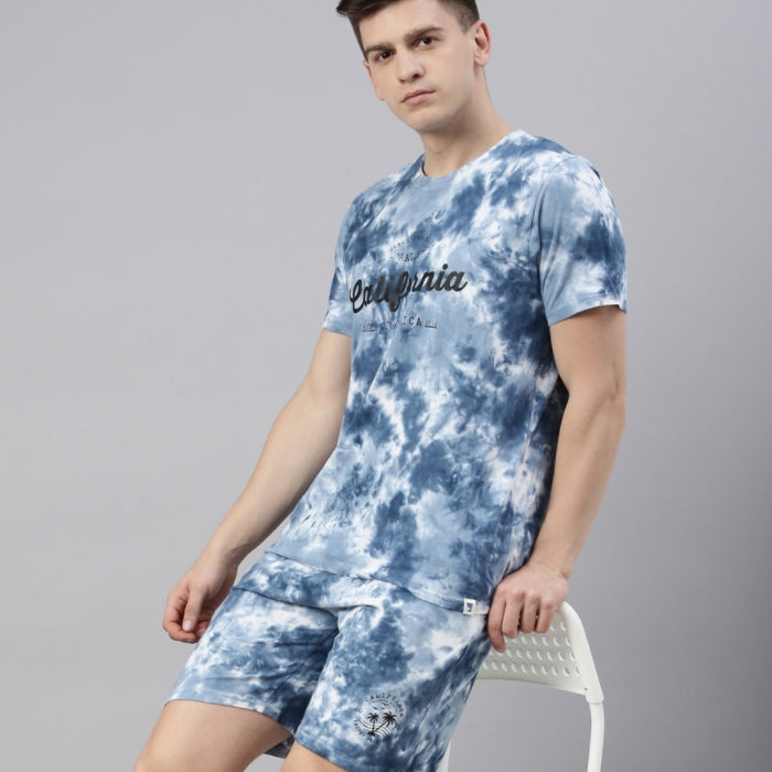 JOVEN MENS TIE-DYE CO-ORDINATED SET(T-SHIRT AND SHORTS)