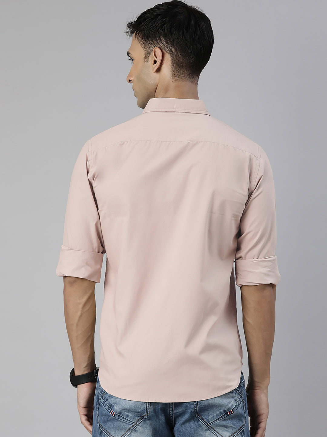 Men's Pink Solid Full Sleeve Slim Fit Casual Shirt