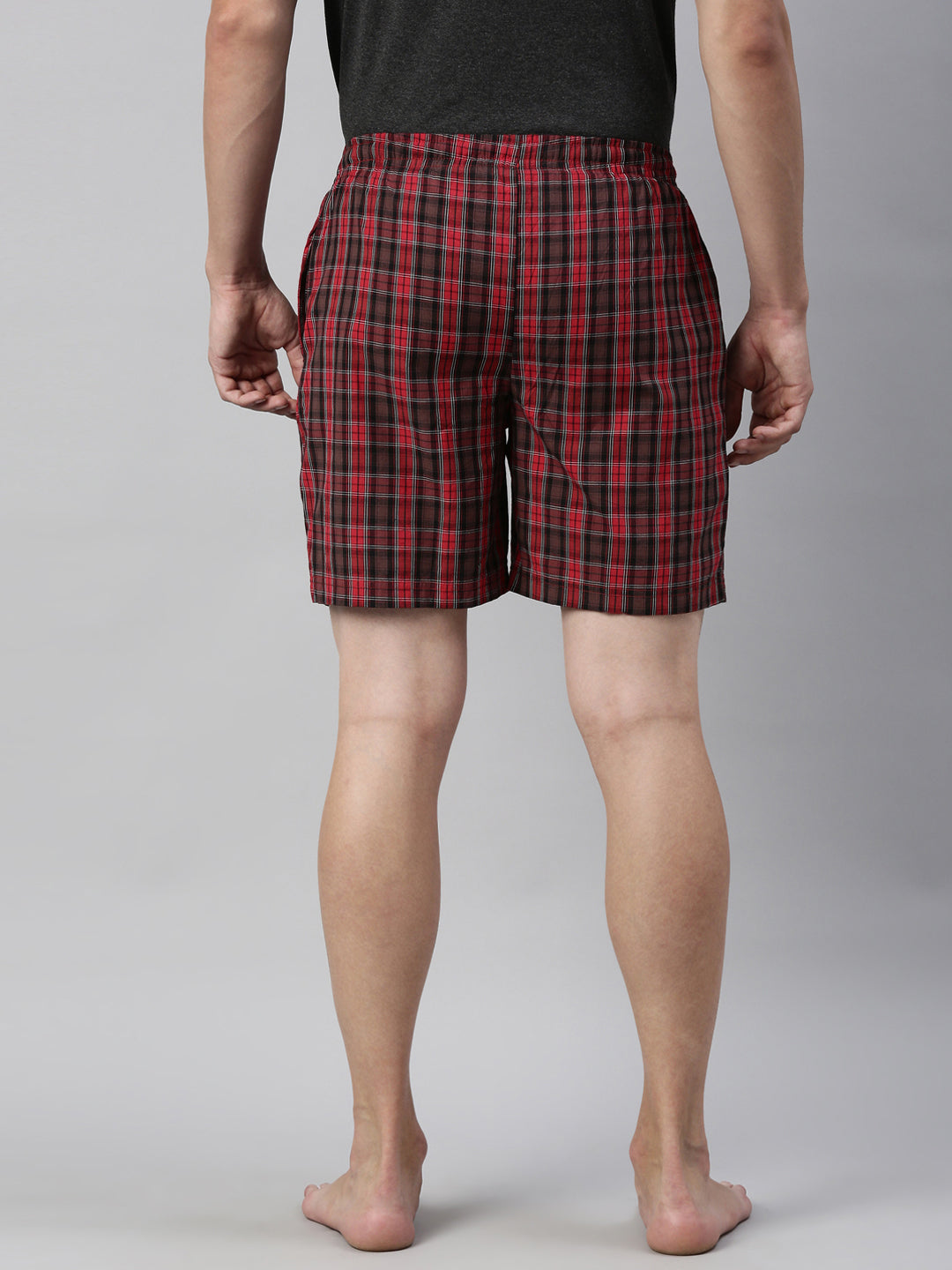 JOVEN MEN CHECKED PURE COTTON EASY SHORTS