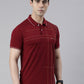 Men's Maroon Printed Polo Collar T-Shirt