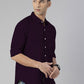 Men's Wine Solid Full Sleeve Slim Fit Casual Shirt
