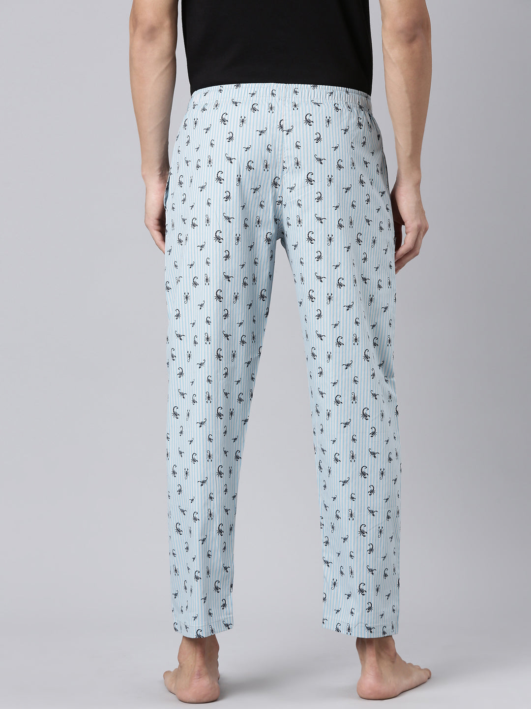 JOVEN Men Light Blue Printed Pyjama