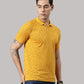 Men's Mustard Printed Polo Collar T-Shirt